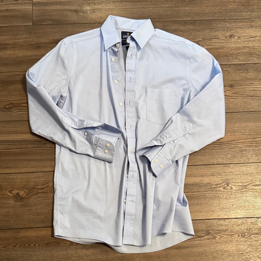 Stafford Travel Comfort Stretch Light Blue Dress Shirt